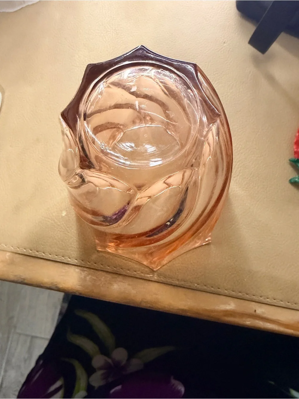 Vintage Pink Swirl Art Glass Vase - Brand: